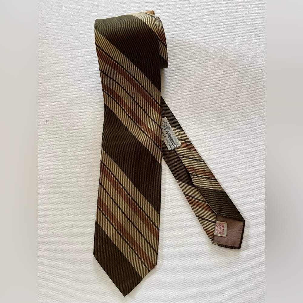 Vintage Striped Brown and Tan Tie by Normand’s of Fall River.